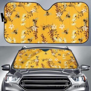 Bee Flower Pattern Car Auto Sun Shade