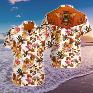 Bee Hawaiian Shirt Summer Button Up
