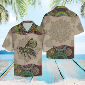 Bee Mandala Hawaiian Shirt Summer Button Up