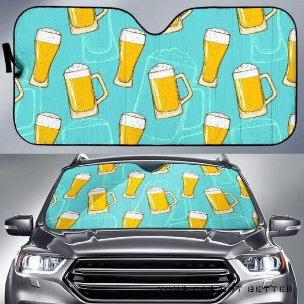 Beer Pattern Green Car Auto Sun Shade