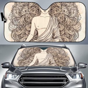 Beige Buddha Mandala Car Auto Sun Shade