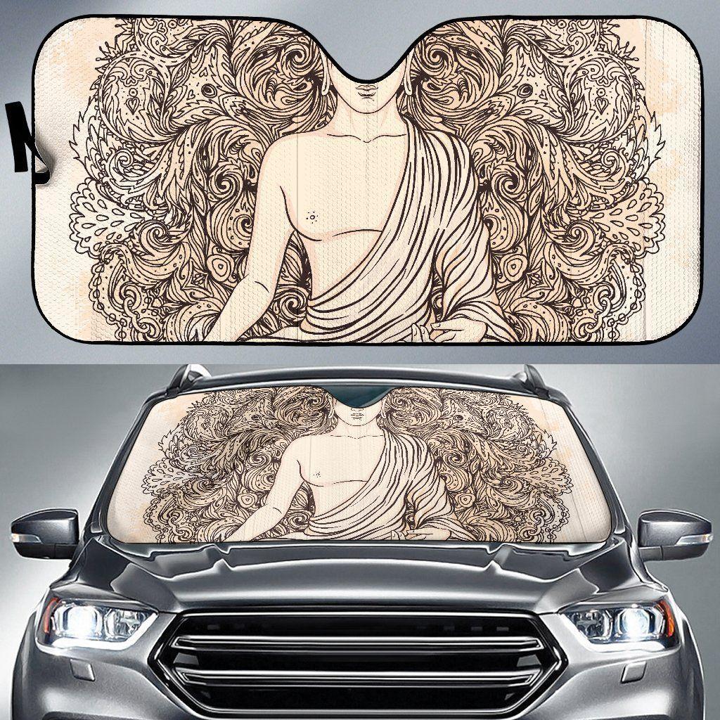 Beige Buddha Mandala Car Auto Sun Shade Beige Buddha Mandala Car Auto Sun Shade