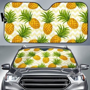 Beige Zig Zag Pineapple Car Auto Sun Shade