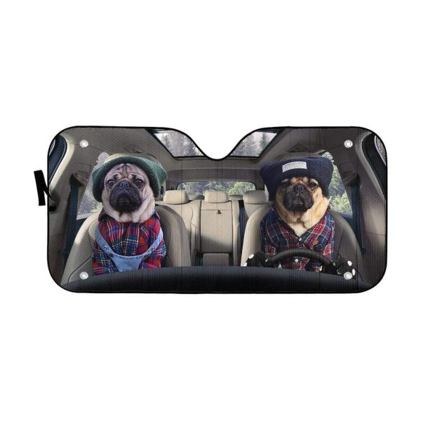 Best Friend Couple Pugs Car Auto Sun Shade