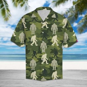 Bigfoot Camo Hawaiian Shirt Summer Button Up
