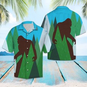 Bigfoot Forest Hawaiian Shirt Summer Button Up