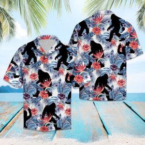 Bigfoot Hawaiian Shirt Summer Button Up