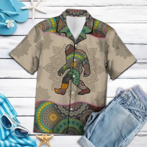 Bigfoot Mandala Hawaiian Shirt Summer Button Up