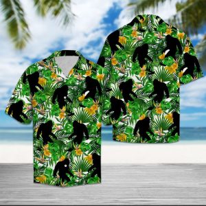 Bigfoot Tropical Wild Flower Hawaiian Shirt Summer Button Up