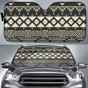 Black And Beige Aztec Car Auto Sun Shade