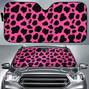 Black And Hot Pink Cow Car Auto Sun Shade