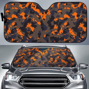 Black And Orange Camouflage Car Auto Sun Shade