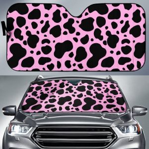 Black And Pink Cow Car Auto Sun Shade