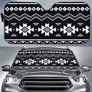 Black And White Aztec Car Auto Sun Shade