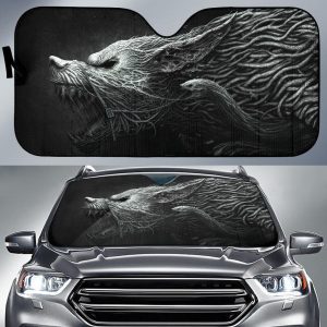 Black And White Hellhound Wolfs Car Auto Sun Shade