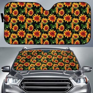 Black Autumn Sunflower Car Auto Sun Shade