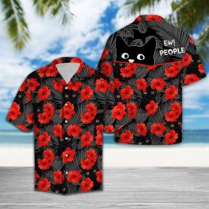 Black Cat Hawaiian Shirt Summer Button Up