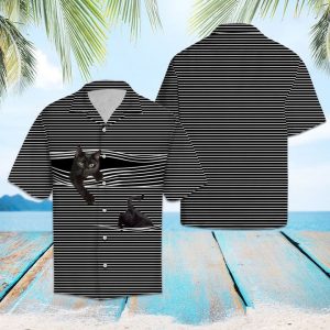 Black Cat Line Hawaiian Shirt Summer Button Up