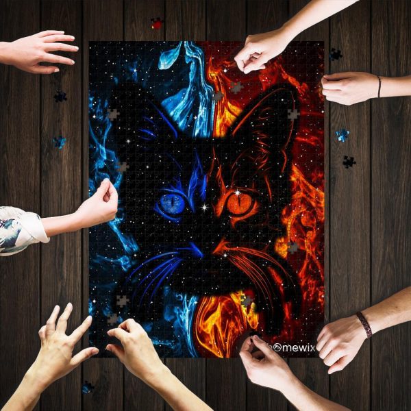 Black Cat Red And Blue Dbx1477 Jigsaw Puzzle Set