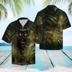 Black Cat So Cool Hawaiian Shirt Summer Button Up