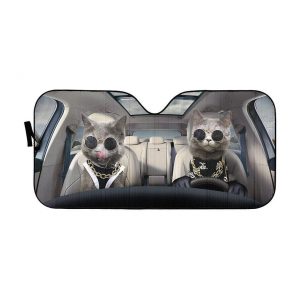 Black Couple Chartreux Cats Car Auto Sun Shade