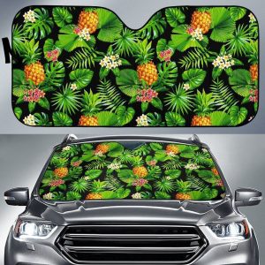 Black Hawaiian Pineapple Car Auto Sun Shade
