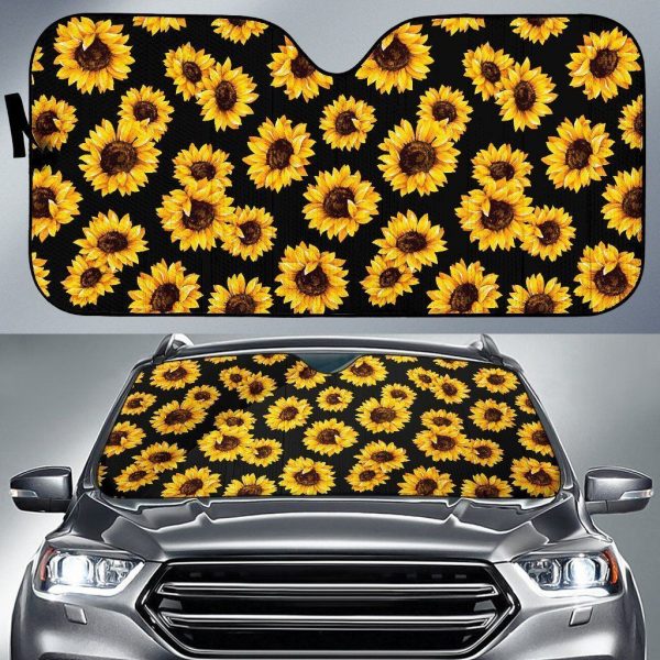 Black Sunflower Car Auto Sun Shade