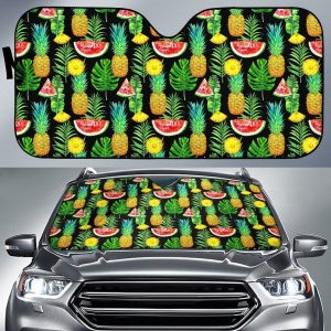 Black Tropical Pineapple Car Auto Sun Shade
