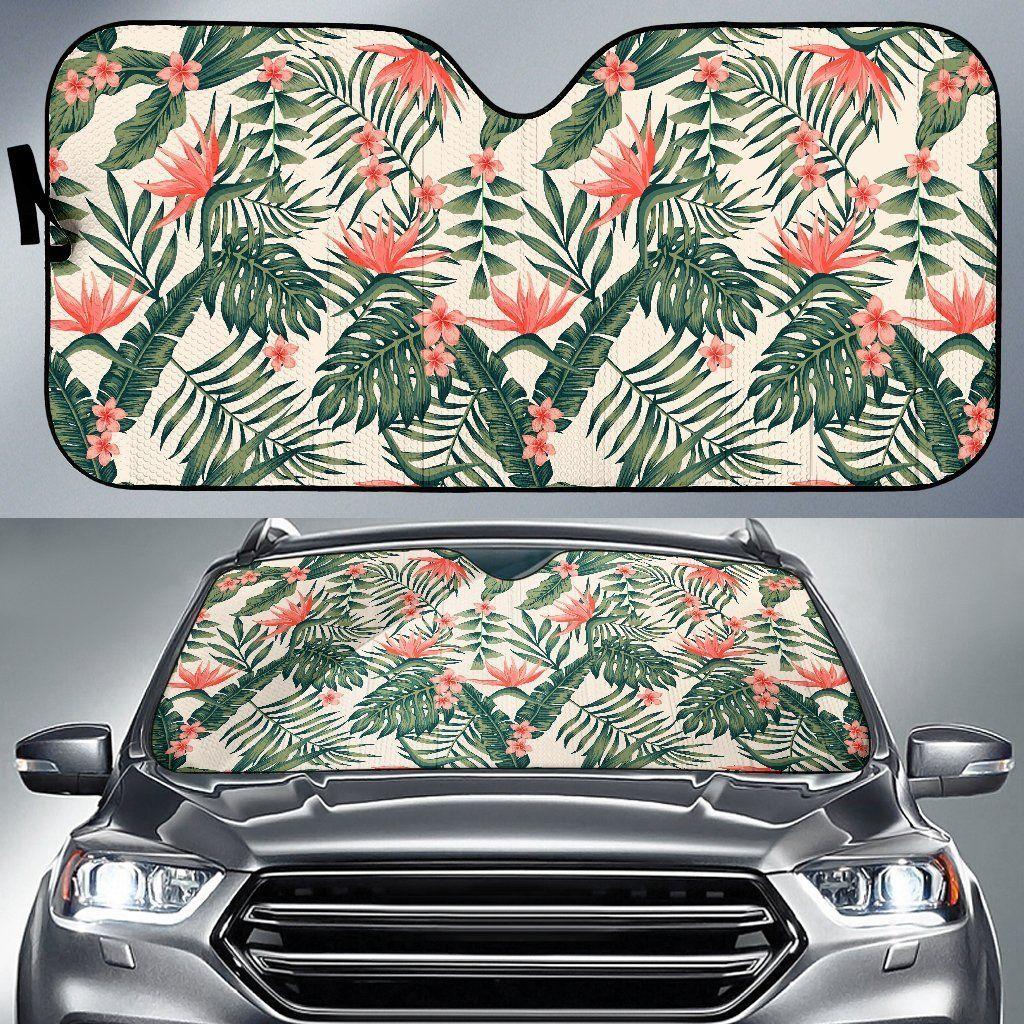 Blossom Tropical Leaves Car Auto Sun Shade Blossom Tropical Leaves Car Auto Sun Shade