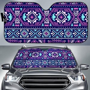 Blue And Pink Aztec Car Auto Sun Shade