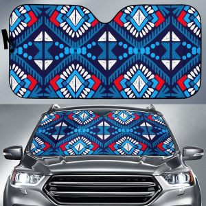 Blue And Red Aztec Car Auto Sun Shade
