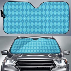 Blue Argyle Car Auto Sun Shade