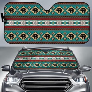 Blue Bears Running Native American Car Auto Sun Shade