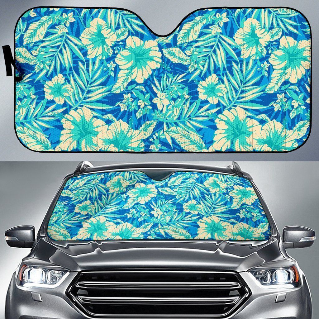 Blue Blossom Tropical Car Auto Sun Shade Blue Blossom Tropical Car Auto Sun Shade