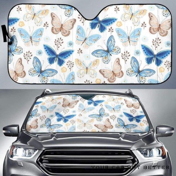 Blue Butterfly Pattern Car Auto Sun Shade