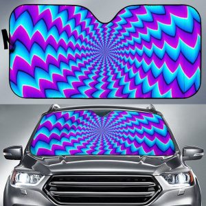 Blue Dizzy Moving Optical Illusion Car Auto Sun Shade