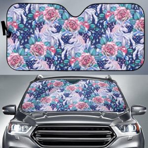 Blue Fairy Rose Unicorn Car Auto Sun Shade