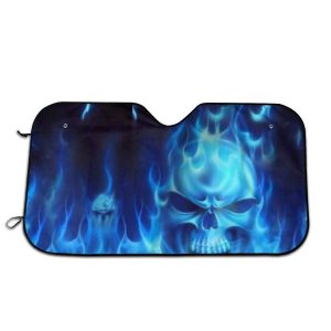 Blue Flame And Skull Heat Insulation Car Auto Sun Shade