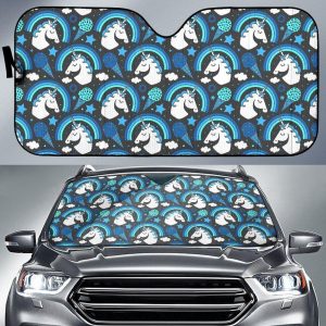 Blue Rainbow Unicorn Car Auto Sun Shade