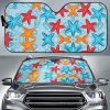 Blue Red Orange Starfish Pattern Car Auto Sun Shade