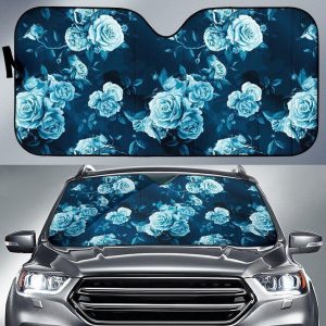 Blue Rose Floral Flower Car Auto Sun Shade