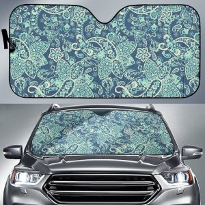 Blue Sky Paisley Bohemian Car Auto Sun Shade