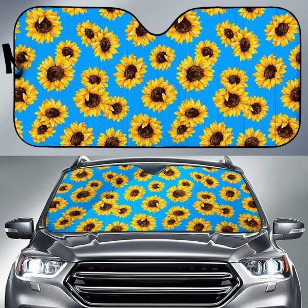 Blue Sunflower Car Auto Sun Shade