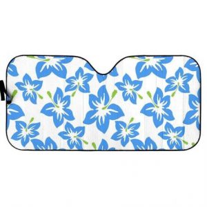 Blue Tropical Flowers Car Auto Sun Shade