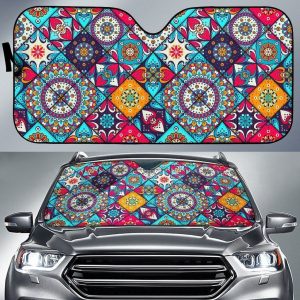 Bohemian Indian Mandala Patchwork Car Auto Sun Shade