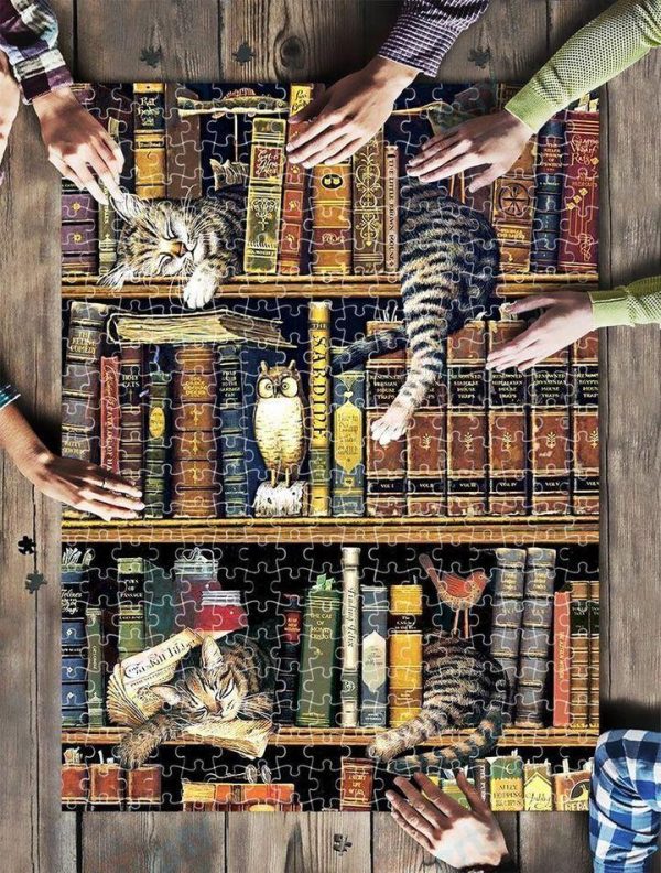 Bookshelves And Cats Jigsaw Puzzle Set