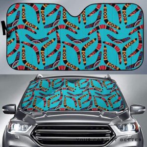 Boomerang Australian Aboriginal Ornament Blue Car Auto Sun Shade