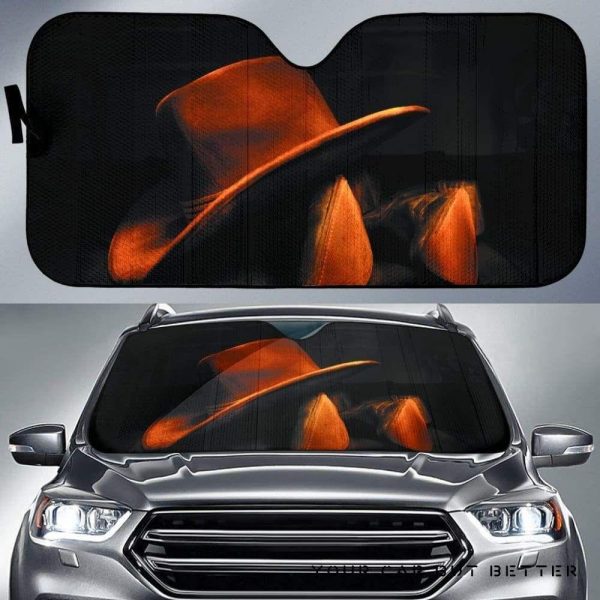Boots And Hat Of Cowboy Vintage Theme Car Auto Sun Shade