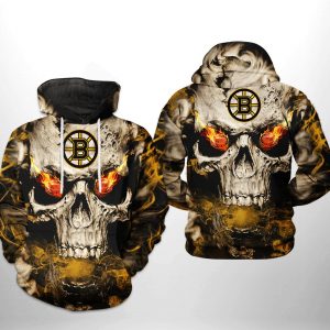 Boston Bruins NHL Skull 3D Printed Hoodie/Zipper Hoodie