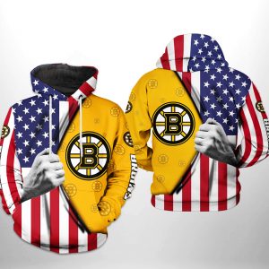 Boston Bruins NHL US FLag 3D Printed Hoodie/Zipper Hoodie